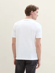TOM TAILOR T-Shirt mit Textprint Weiß/Schwarz/Creme