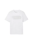 TOM TAILOR T-Shirt mit Textprint Weiß/Schwarz/Creme