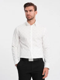 Langarmhemd Klassisches Herrenhemd aus Baumwolle SLIM FIT mit Mikromuster