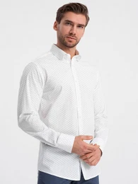 Langarmhemd Klassisches Herrenhemd aus Baumwolle SLIM FIT mit Mikromuster