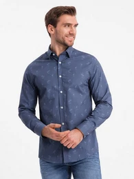 Langarmhemd Klassisches Herrenhemd aus Baumwolle SLIM FIT mit Mikromuster