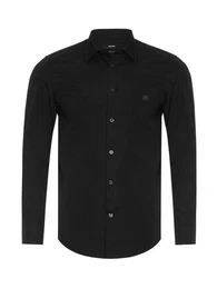 Businesshemd Slim Fit Langarm Shirt Schwarz - S-Bill