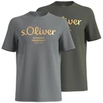 s.Oliver T-Shirt mit Metallic-Logo-Aufdruck 2er Pack Dunkelgrün/Silber/Braun