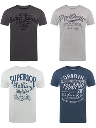 riverso Herren T-Shirt RIVLeon Regular Fit Kurzarm Print Tee Shirt Dunkelblau/Blau/Grau