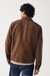 Next Lederimitatjacke Truckerjacke mit Kragen aus Velourskunstleder (1) Braun/Dunkelbraun