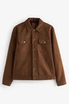 Next Lederimitatjacke Truckerjacke mit Kragen aus Velourskunstleder (1) Braun/Dunkelbraun