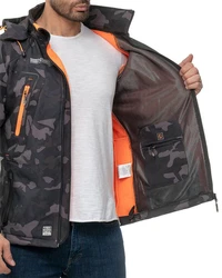 Geographical Norway Herren Softshelljacke Outdoor Jacke batechno Camo/Black/Orange