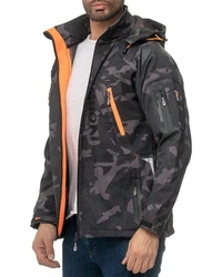 Geographical Norway Herren Softshelljacke Outdoor Jacke batechno Camo/Black/Orange