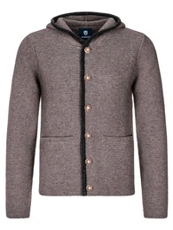 Trachtenstrickjacke Strickjacke Bavaria (1-tlg) alpinbraun mit Kapuze