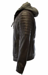 Zimmert Lederjacke Carlo mit abnehmbarer Kapuze Cognac/Schwarz/Dunkelbraun