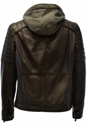 Zimmert Lederjacke Carlo mit abnehmbarer Kapuze Cognac/Schwarz/Dunkelbraun