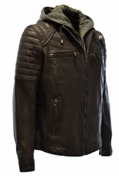Zimmert Lederjacke Carlo mit abnehmbarer Kapuze Cognac/Schwarz/Dunkelbraun