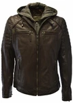 Zimmert Lederjacke Carlo mit abnehmbarer Kapuze Cognac/Schwarz/Dunkelbraun