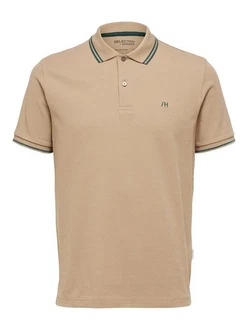 SELECTED HOMME Poloshirt SLHDante SPORT SS POLO NOOS beige/khaki