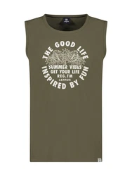LERROS Muskelshirt Tanktop für Herren mit Brustprint Dunkelgrün