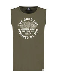 LERROS Muskelshirt Tanktop für Herren mit Brustprint Dunkelgrün