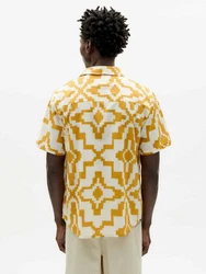 Thinking Mu Kurzarmhemd Tom Shirt Beige/Gelb/Braun/Gold