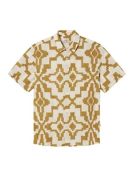 Thinking Mu Kurzarmhemd Tom Shirt Beige/Gelb/Braun/Gold