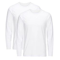 Jack & Jones Langarmshirt 2er Pack Basic Weiß/Dunkelblau
