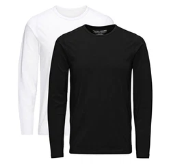Jack & Jones Langarmshirt 2er Pack Basic Weiß/Dunkelblau/Schwarz/Creme
