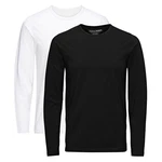 Jack & Jones Langarmshirt 2er Pack Basic Weiß/Dunkelblau/Schwarz/Creme