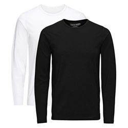 Jack & Jones Langarmshirt 2er Pack Basic Weiß/Dunkelblau/Schwarz/Creme