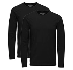Jack & Jones Langarmshirt 2er Pack Basic Schwarz/Dunkelblau