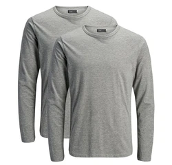 Jack & Jones Langarmshirt 2er Pack Basic Grau/Hellgrau/Dunkelgrau