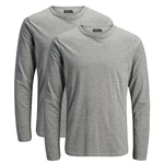 Jack & Jones Langarmshirt 2er Pack Basic Grau/Hellgrau/Dunkelgrau