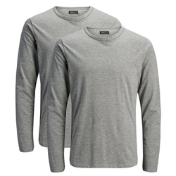Jack & Jones Langarmshirt 2er Pack Basic Grau/Hellgrau/Dunkelgrau