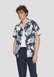 QS Kurzarmhemd mit All-over-Print Blau