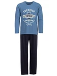 Henry Terre Schlafanzug Pyjama Set Langarm Anthrazit