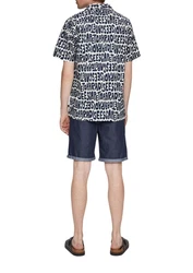 QS Kurzarmhemd mit All-over-Print Hellblau/Blau/Rot/Dunkelblau/Braun/Gelb