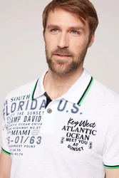 CAMP DAVID Poloshirt Creme/Weiß/Dunkelblau/Dunkelgrün