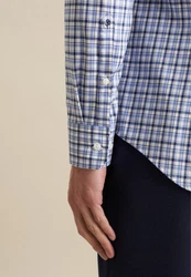 Seidensticker Businesshemd Slim Button-Down-Kragen Karo Blau/Grau/Lila/Hellblau