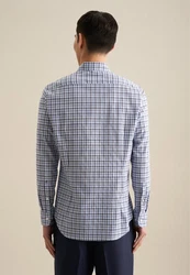 Seidensticker Businesshemd Slim Button-Down-Kragen Karo Blau/Grau/Lila/Hellblau