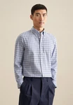 Seidensticker Businesshemd Slim Button-Down-Kragen Karo Blau/Grau/Lila/Hellblau