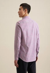 Seidensticker Businesshemd Slim Button-Down-Kragen Karo Rot/Lila