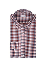 Businesshemd Slim Slim Langarm Button-Down-Kragen Karo