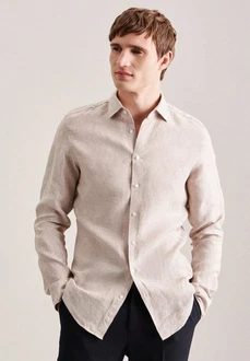 seidensticker Businesshemd Slim Kentkragen Uni Beige/Khaki/Braun