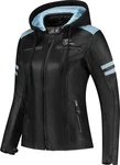 Rusty Stitches Motorradjacke Joyce Hooded V2 Türkis/Schwarz/Blau/Hellblau
