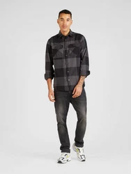 Jack & Jones Karohemd JJEDARREN Overshirt LS Schwarz/Grau