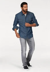 Arizona Jeanshemd Western Stil Blau/Hellblau