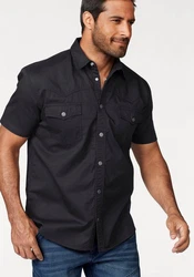 Arizona Kurzarmhemd Western-Stil Schwarz/Dunkelblau