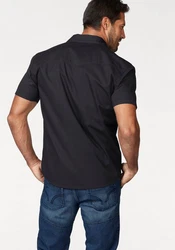 Arizona Kurzarmhemd Western-Stil Schwarz/Dunkelblau