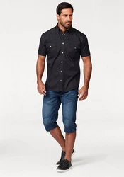 Arizona Kurzarmhemd Western-Stil Schwarz/Dunkelblau