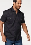 Arizona Kurzarmhemd Western-Stil Schwarz/Dunkelblau