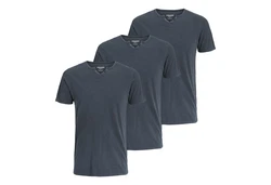 Jack & Jones T-Shirt mit Splitneck-Ausschnitt und Deko-Knöpfen Dunkelblau/Dunkelgrau/Grau/Blau