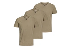Jack & Jones T-Shirt mit Splitneck-Ausschnitt und Deko-Knöpfen Khaki/Braun