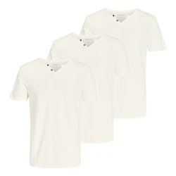 Jack & Jones T-Shirt mit Splitneck-Ausschnitt und Deko-Knöpfen Weiß/Creme/Khaki